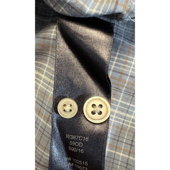 John Varvatos Mens Shirt Large Blue Gray Plaid Button Up Preppy USA - Picture 9 of 11